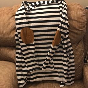 SOLD Black and White Cardigan with suede elbows